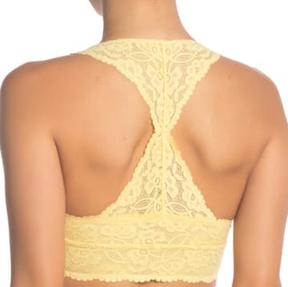 Free People Galloon Floral Lace Racerback Bralette Yellow Combo - Picture 6 of 8